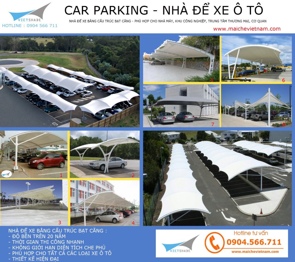 Nhà để xe bằng bạt PVDF
